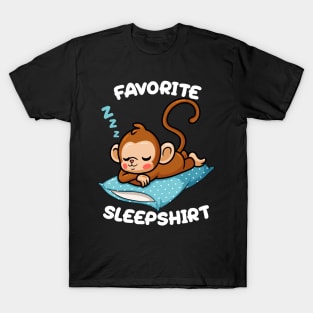 Cute Little Monkey Sleeping Nap Favorite Sleep time Pajama T-Shirt